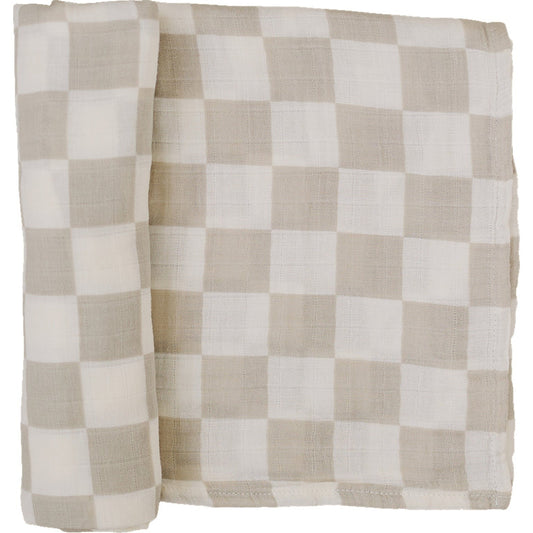 muslin swaddle blanket // taupe checkered