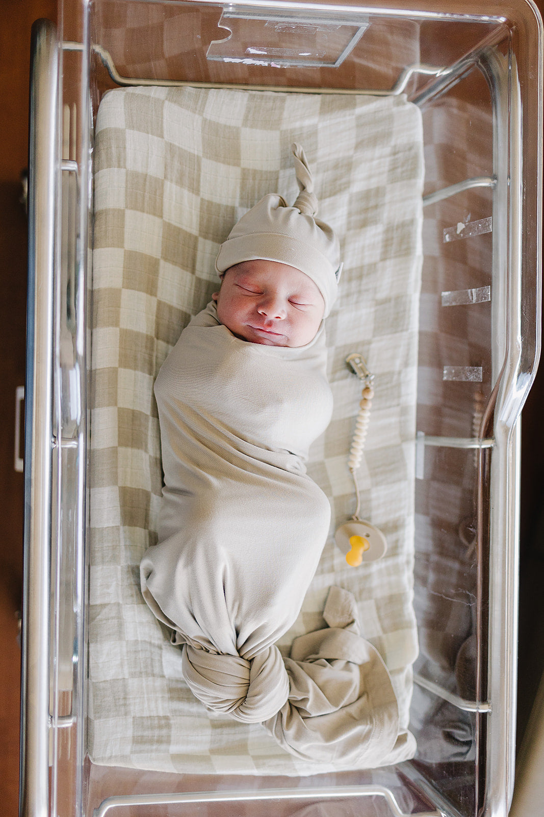 muslin swaddle blanket // taupe checkered