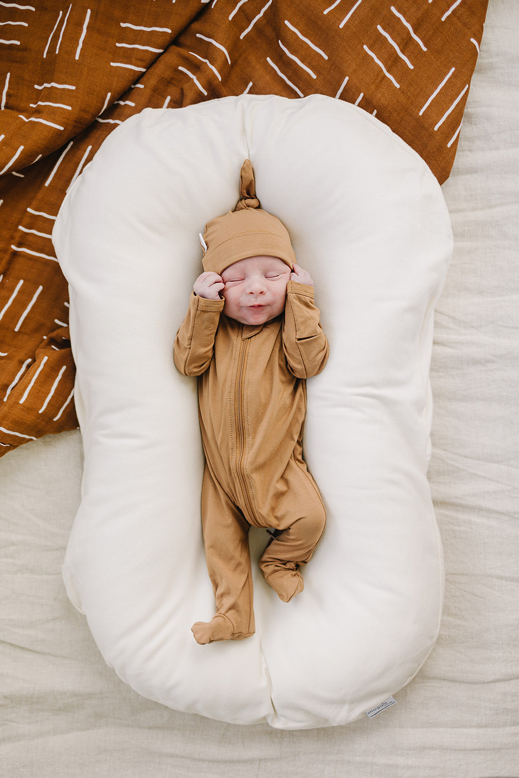 bamboo newborn knot hat // mustard
