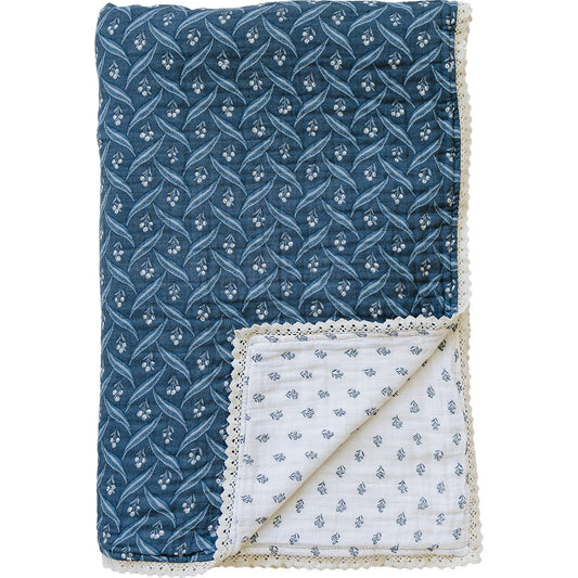 lace twin muslin quilt // navy berry + cream berry
