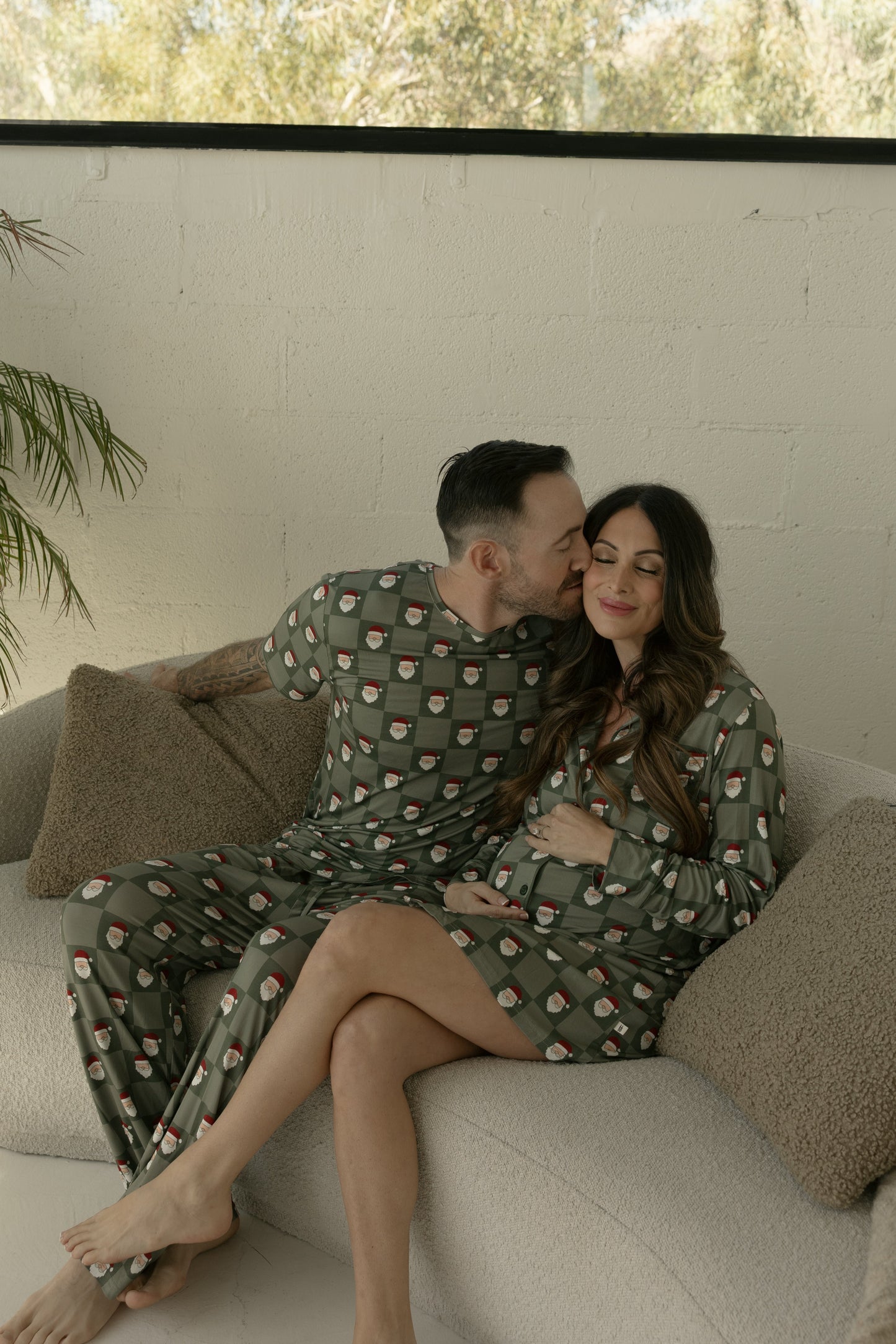 women’s bamboo sleeping dress // santa checkerboard (*comes in family matching*)