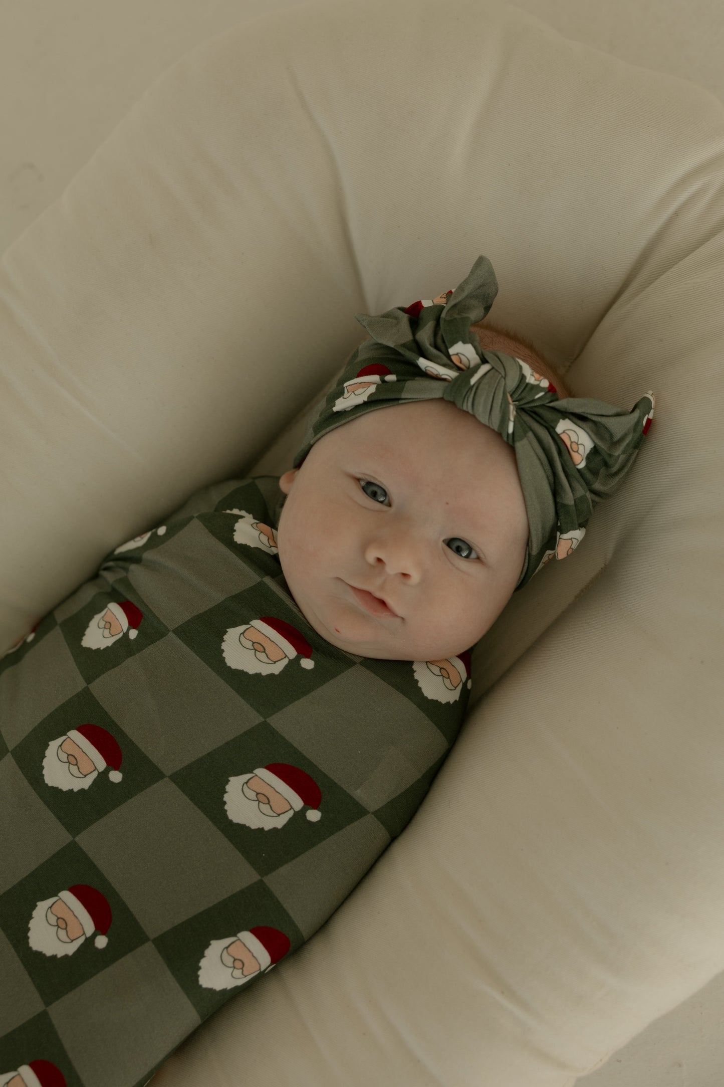 bamboo swaddle // santa checkerboard