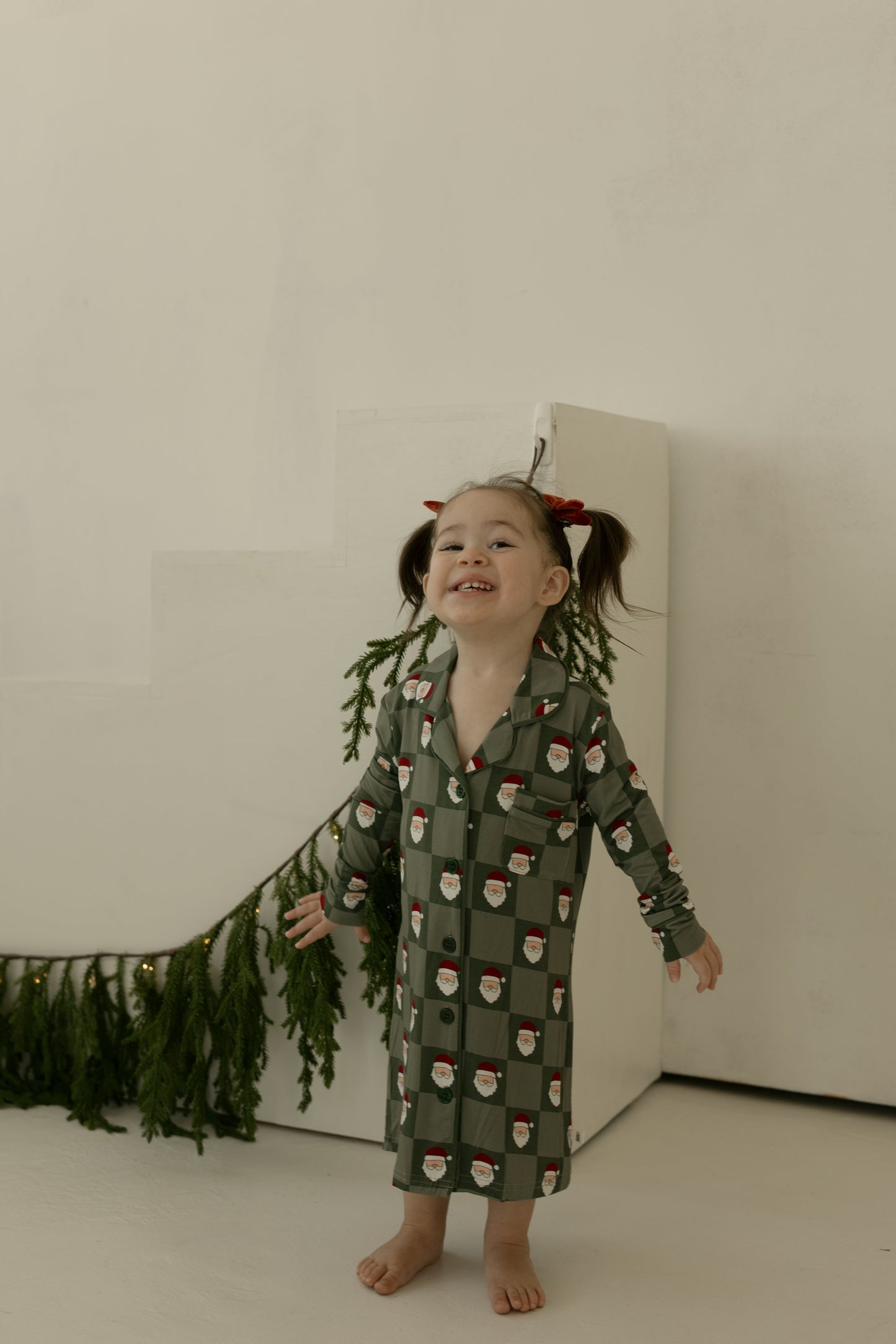 bamboo sleeping dress // santa checkerboard (*comes in family matching*)