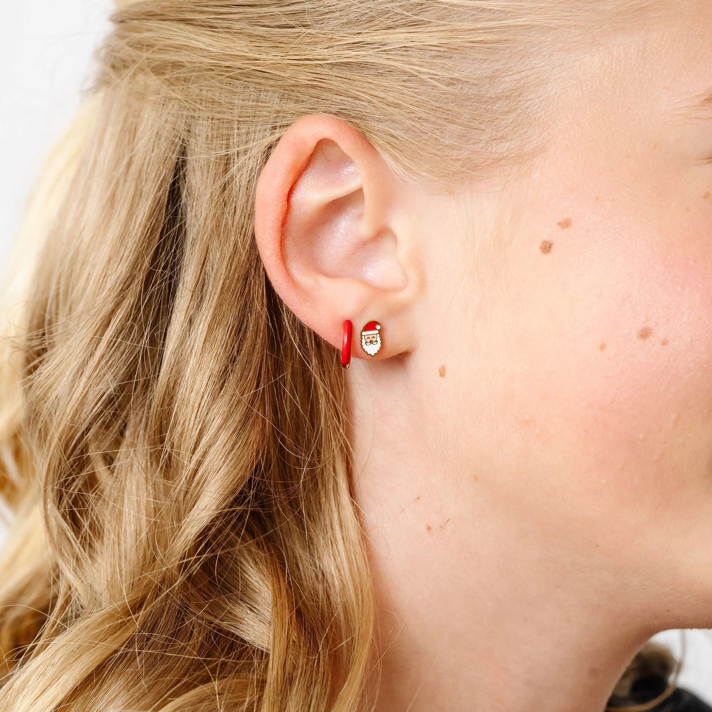 18k gold flat back studs // santa claus