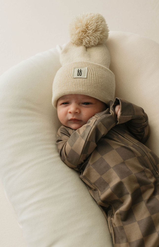 faded brown checkerboard bamboo pajamas // ZIPPY