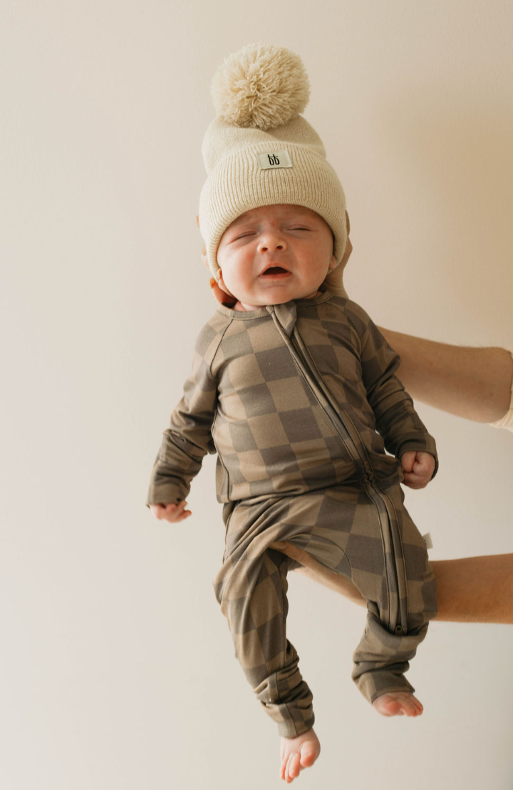 faded brown checkerboard bamboo pajamas // ZIPPY