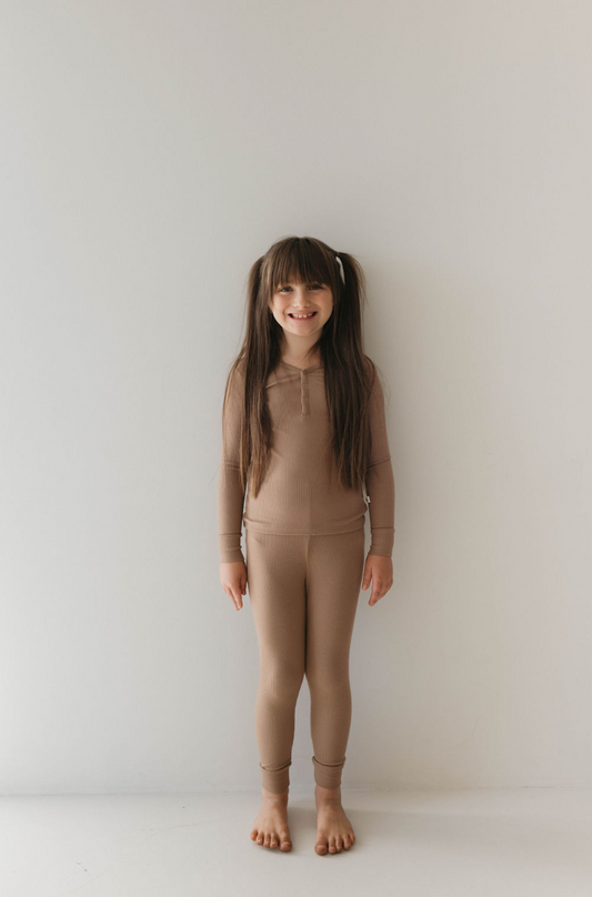 ribbed milk chocolate bamboo pajamas // LONG-SLEEVE TWO-PIECE SET