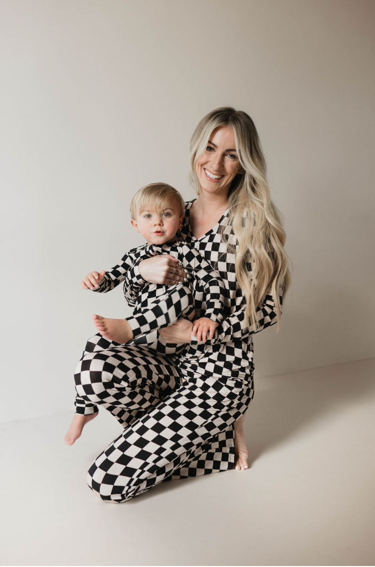 women's bamboo pajamas // black checkerboard