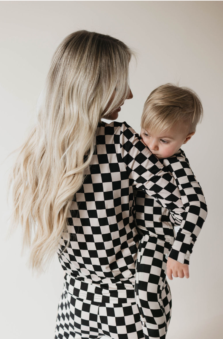 women's bamboo pajamas // black checkerboard