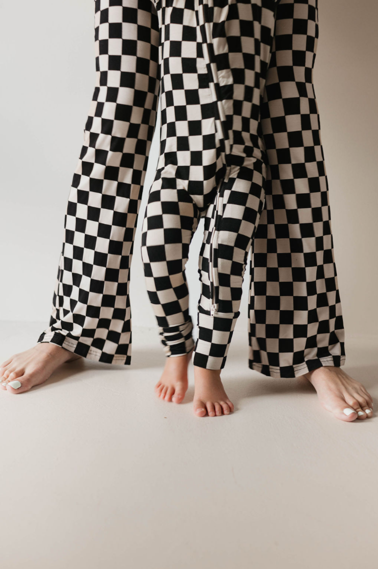 women's bamboo pajamas // black checkerboard