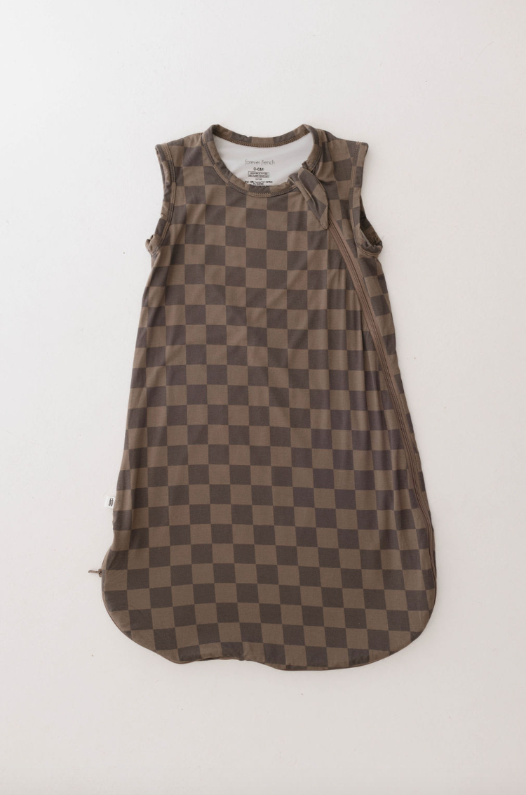 bamboo sleep sack // faded brown checkerboard