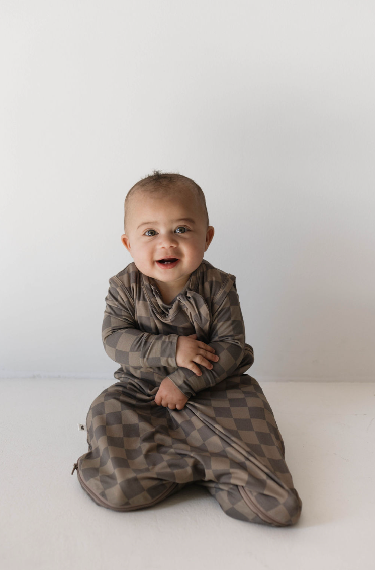 bamboo sleep sack // faded brown checkerboard