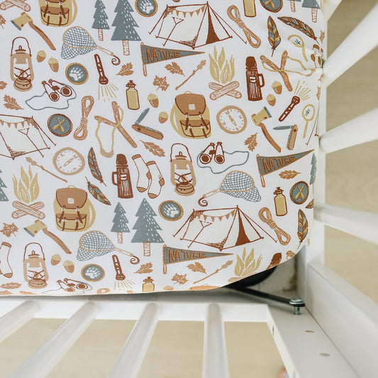 bamboo crib sheet // camping trip