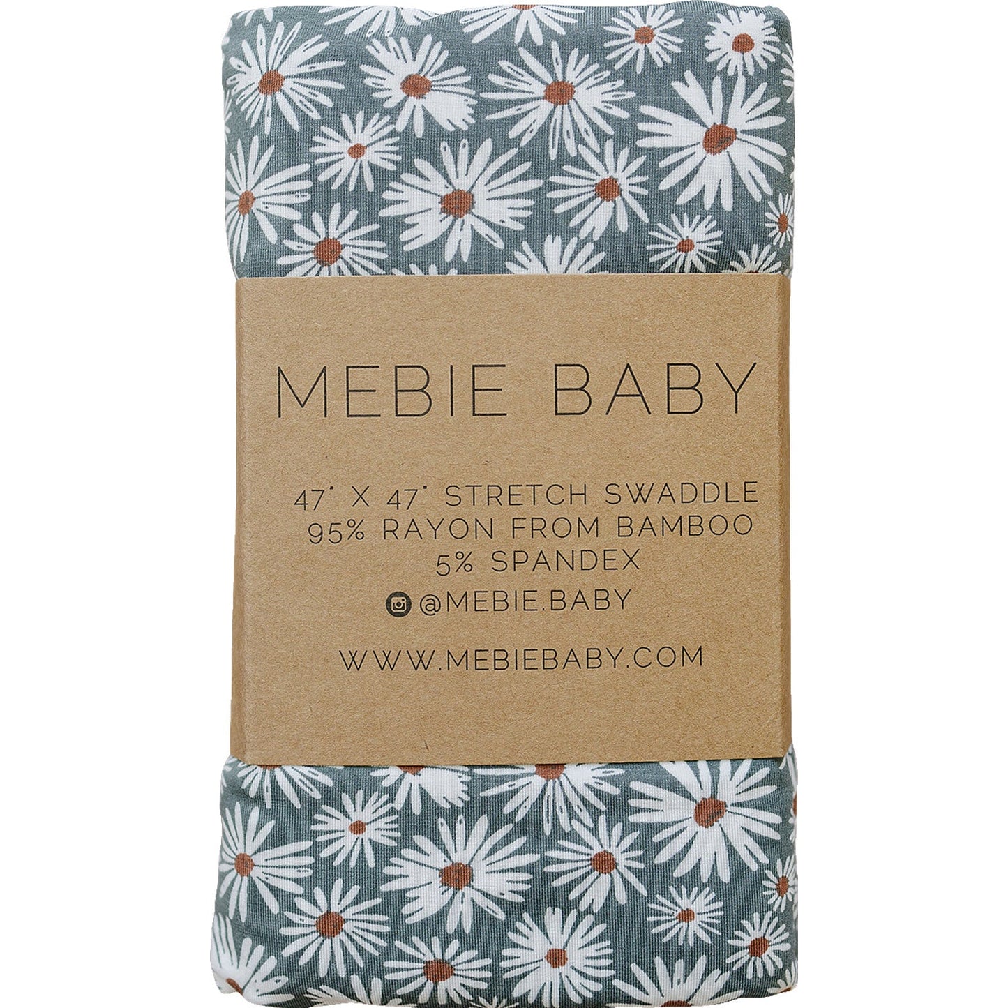 bamboo stretch swaddle // dark green daisy