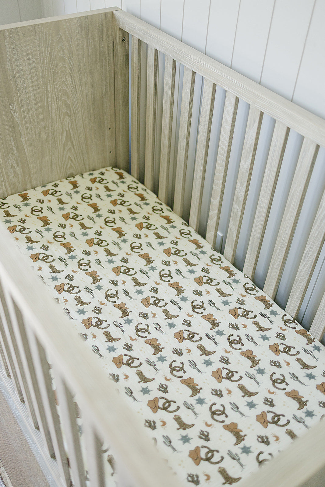 muslin crib sheet // cowboy