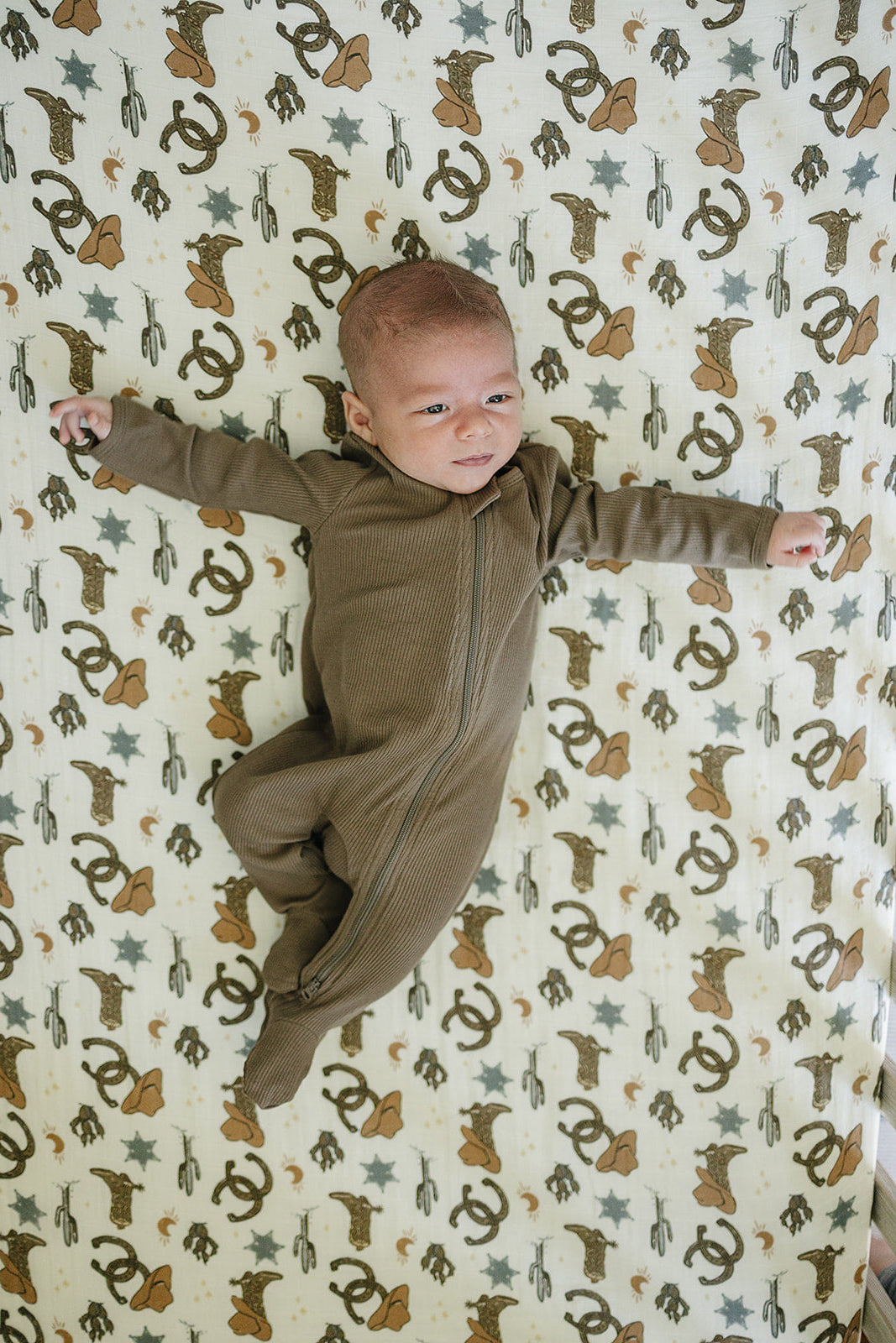 muslin crib sheet // cowboy