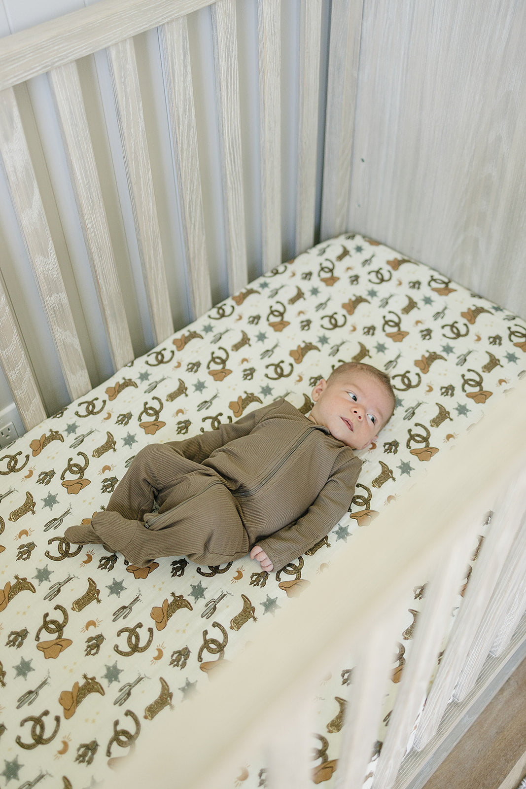 muslin crib sheet // cowboy