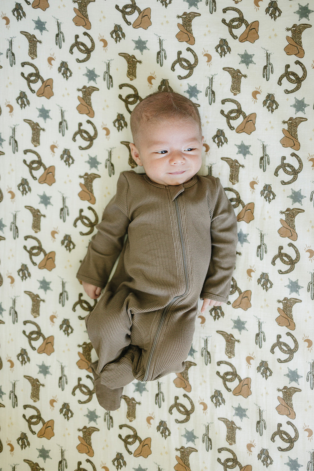 muslin crib sheet // cowboy