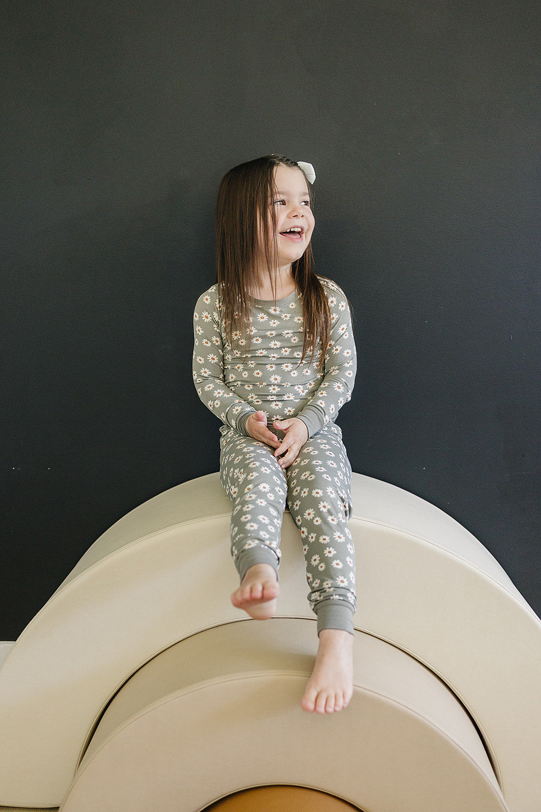 light green daisy bamboo pajamas // LONG-SLEEVE TWO-PIECE SET (*AVAILABLE IN EXTENDED SIZING UP TO 9/10*)