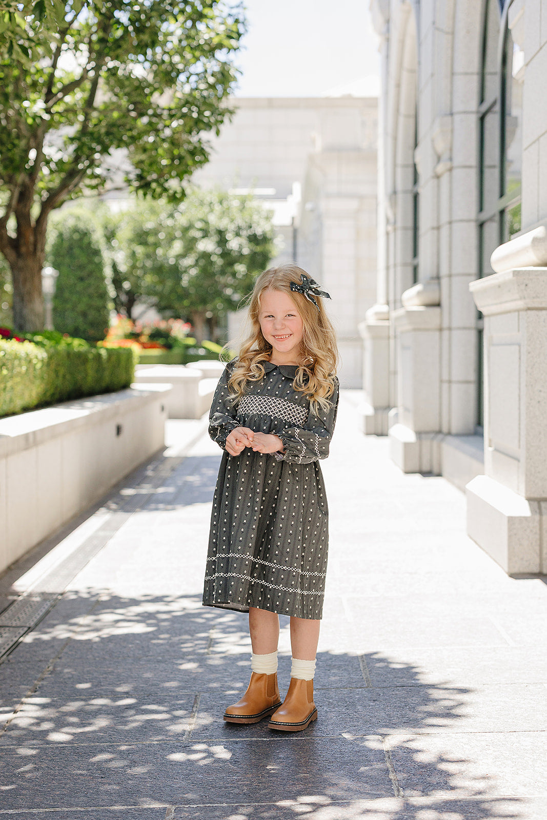 tulip smocked peter pan collar dress