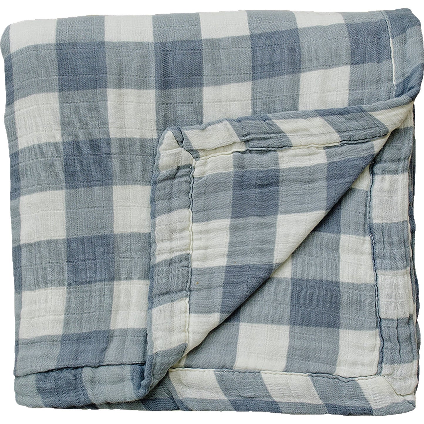 muslin quilt // dusty blue gingham