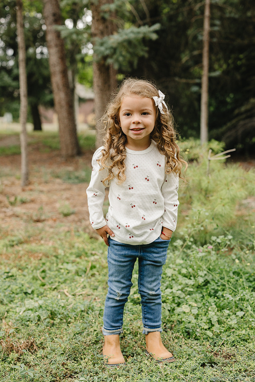 long-sleeve tee // cherry pointelle