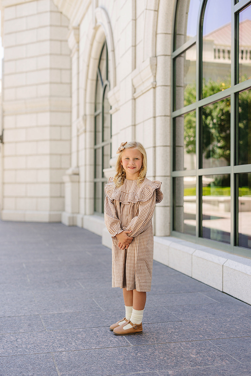 gingham ruffle dress