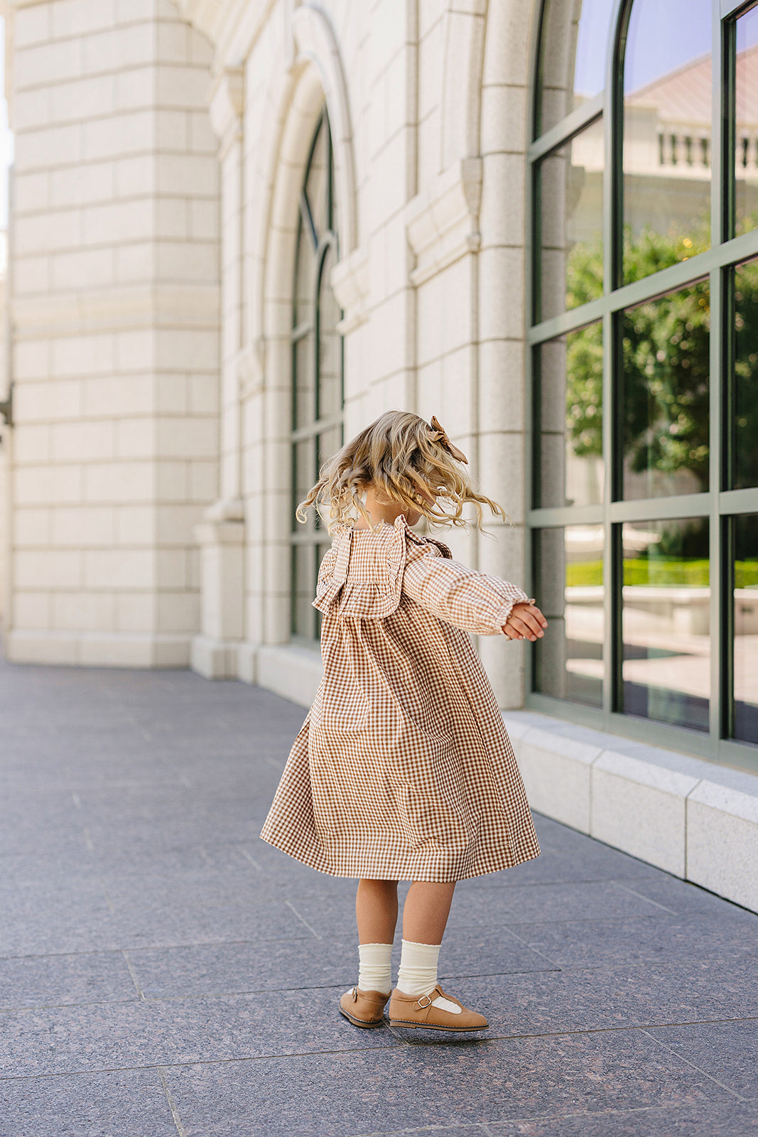 gingham ruffle dress