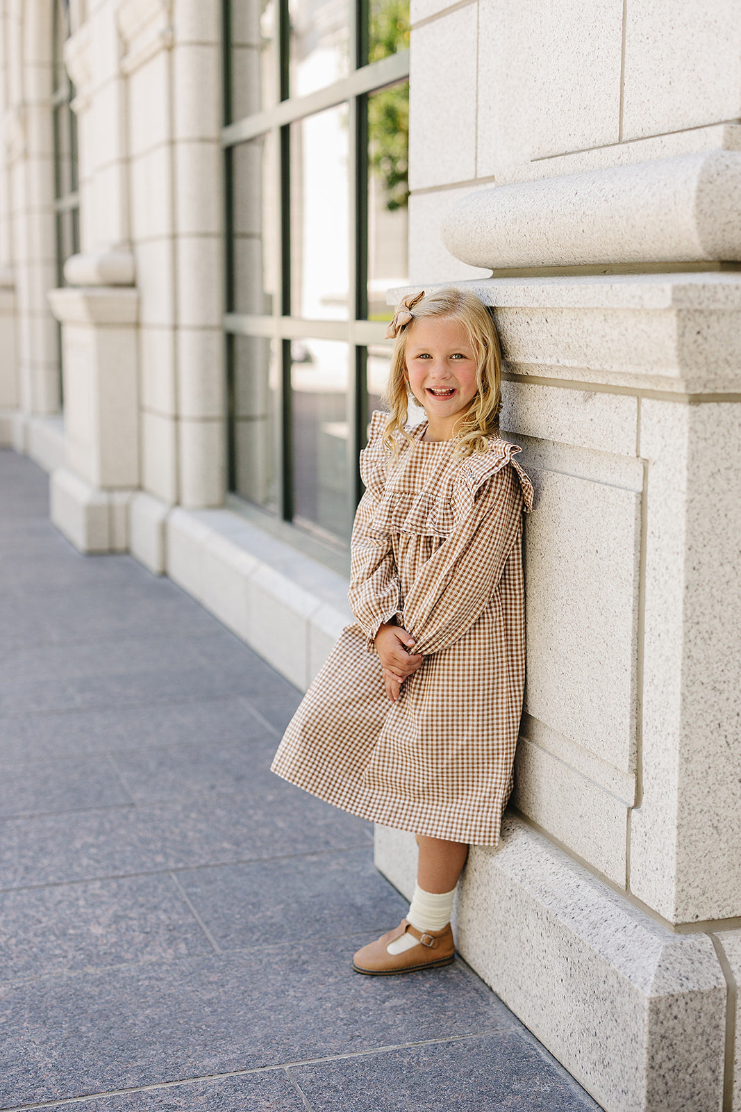 gingham ruffle dress