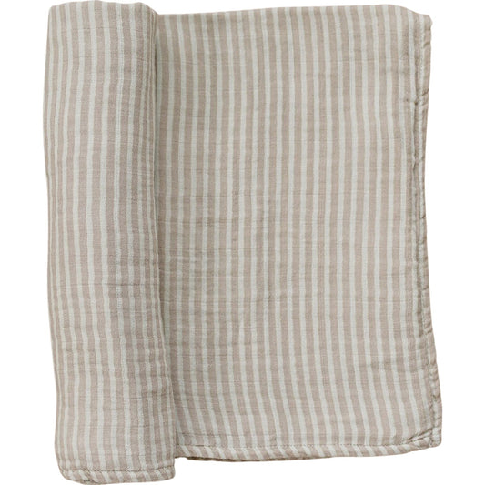 muslin swaddle blanket // taupe stripe