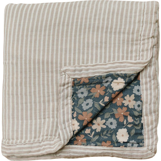 muslin quilt // taupe stripe + midnight floral