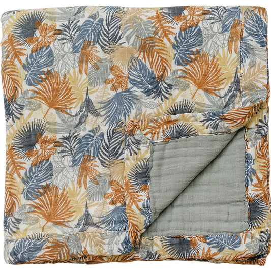 muslin quilt // paradise palms + dusty blue