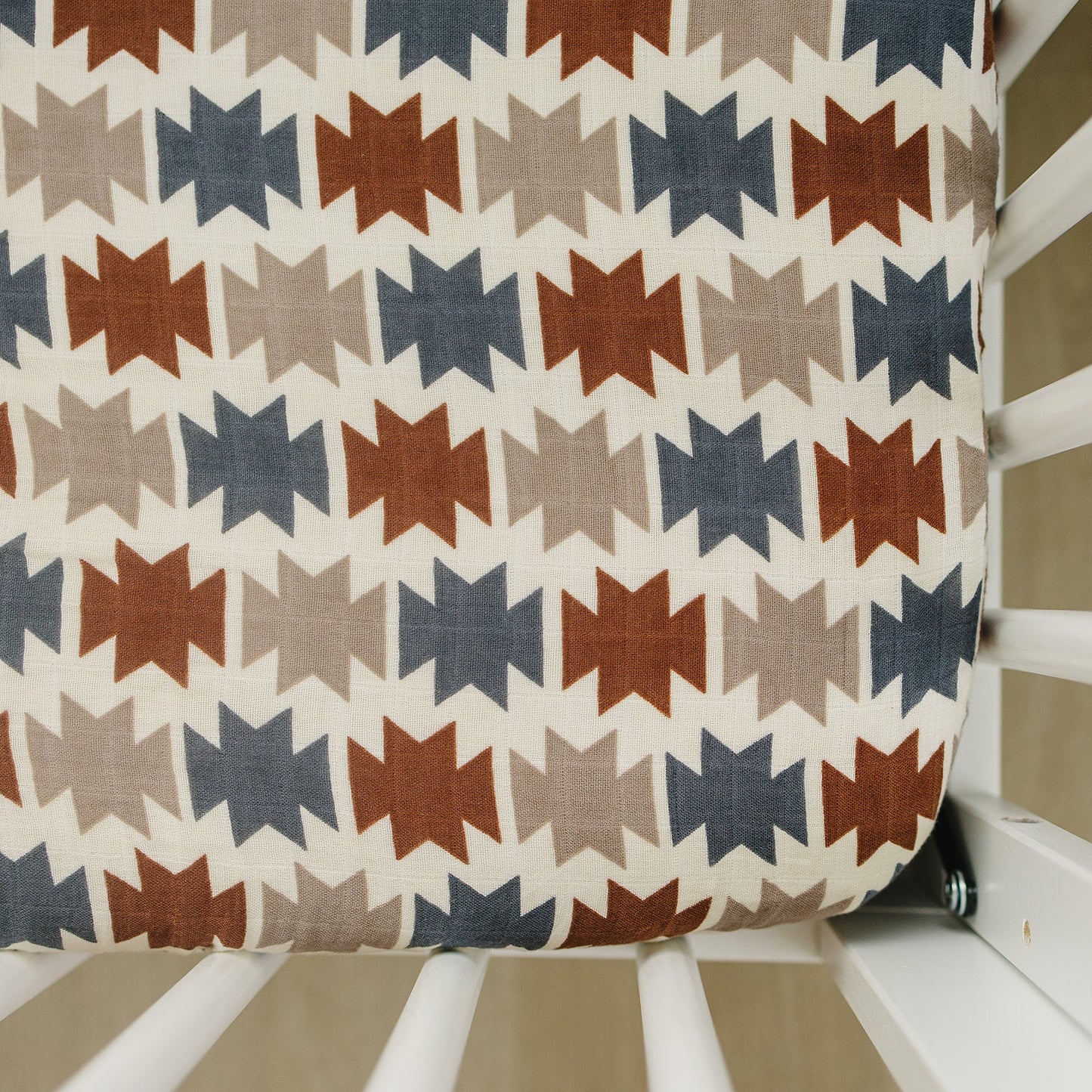 muslin crib sheet // western aztec