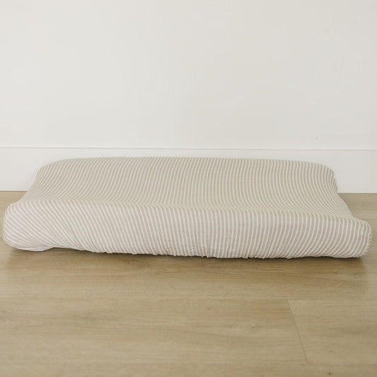 muslin changing pad cover // taupe stripe