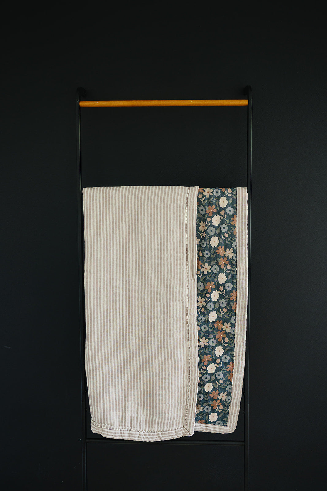 muslin quilt // taupe stripe + midnight floral