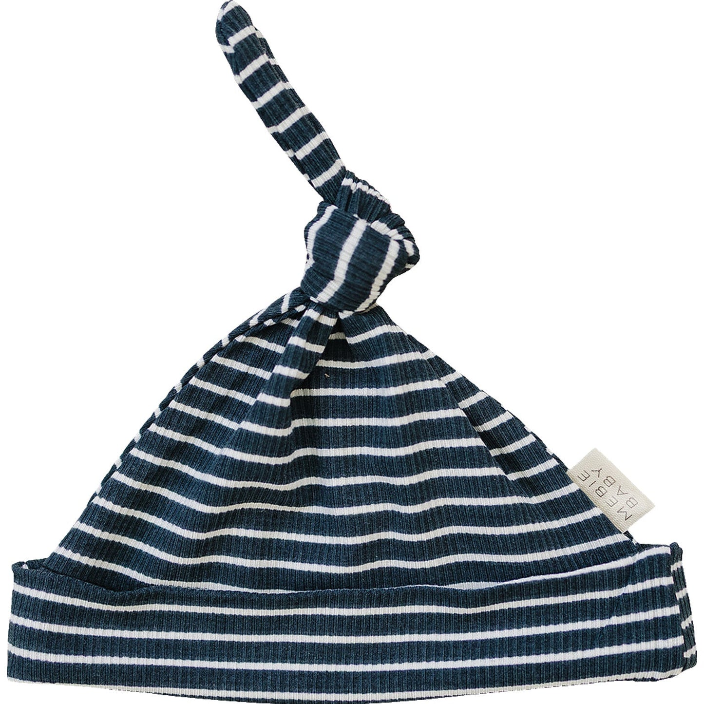ribbed bamboo newborn knot hat // navy stripes