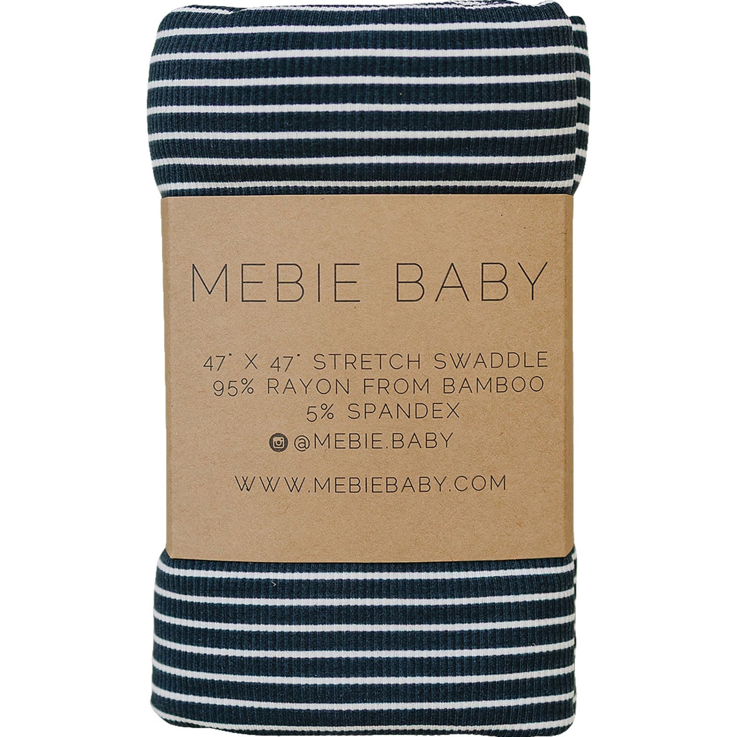 ribbed bamboo stretch swaddle // navy stripes