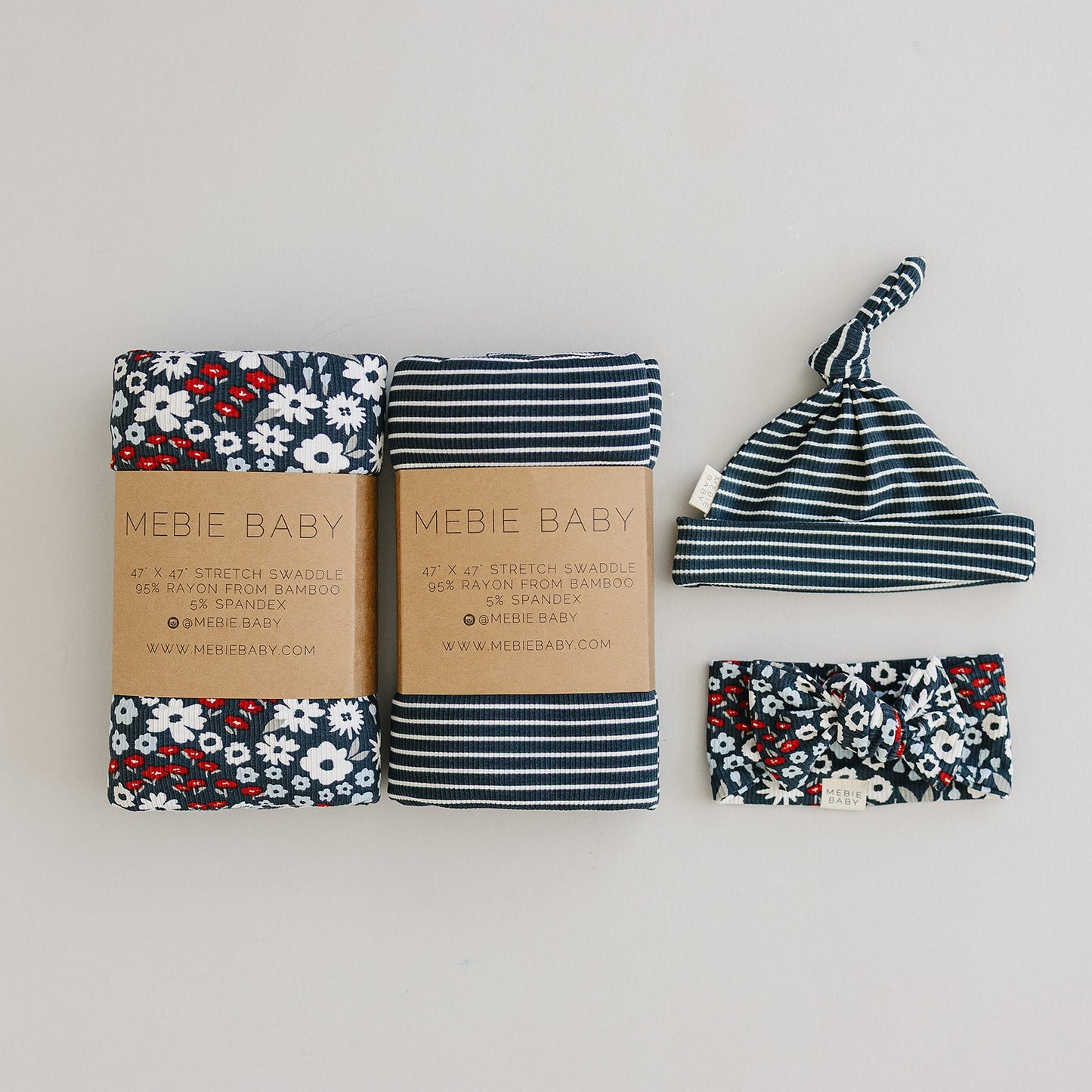 ribbed bamboo stretch swaddle // navy stripes