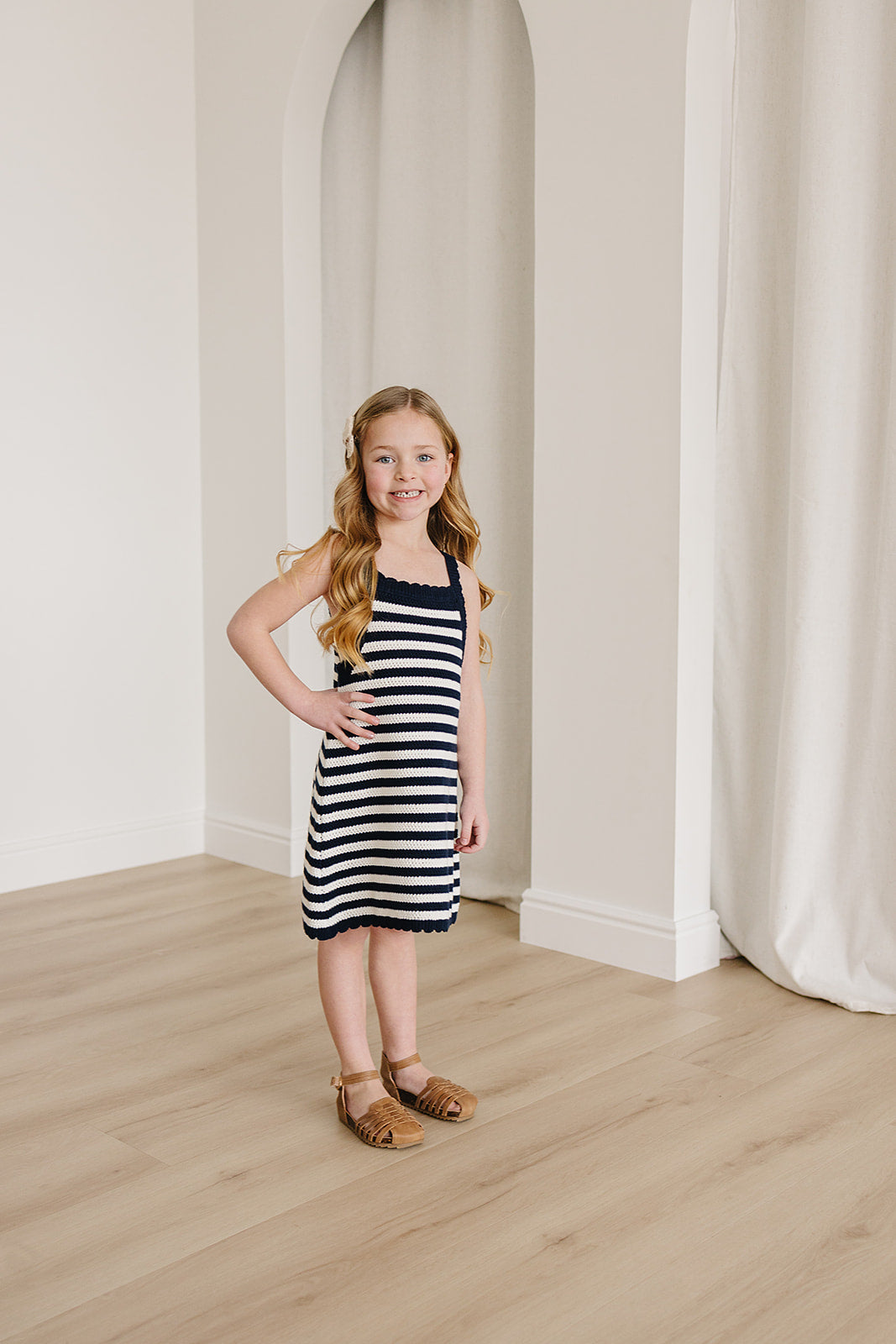 navy stripe knit tank dress