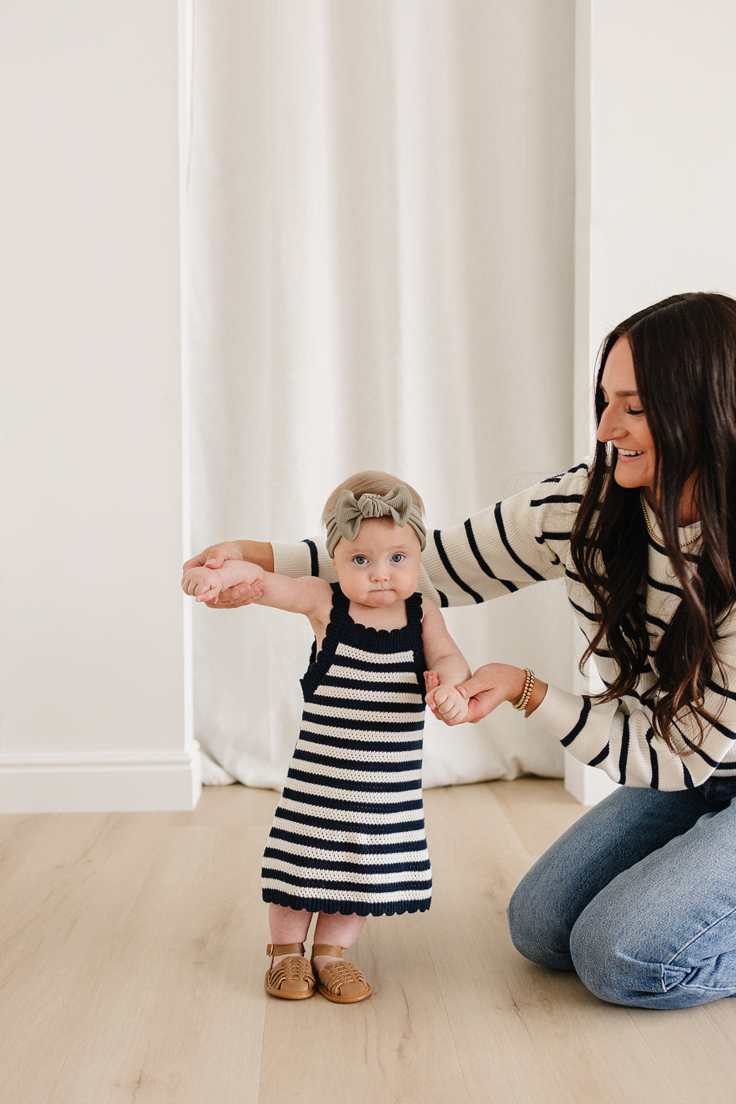 navy stripe knit tank dress