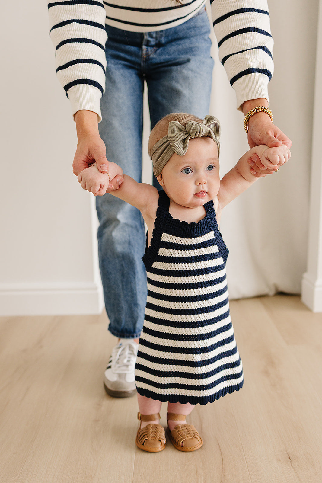 navy stripe knit tank dress