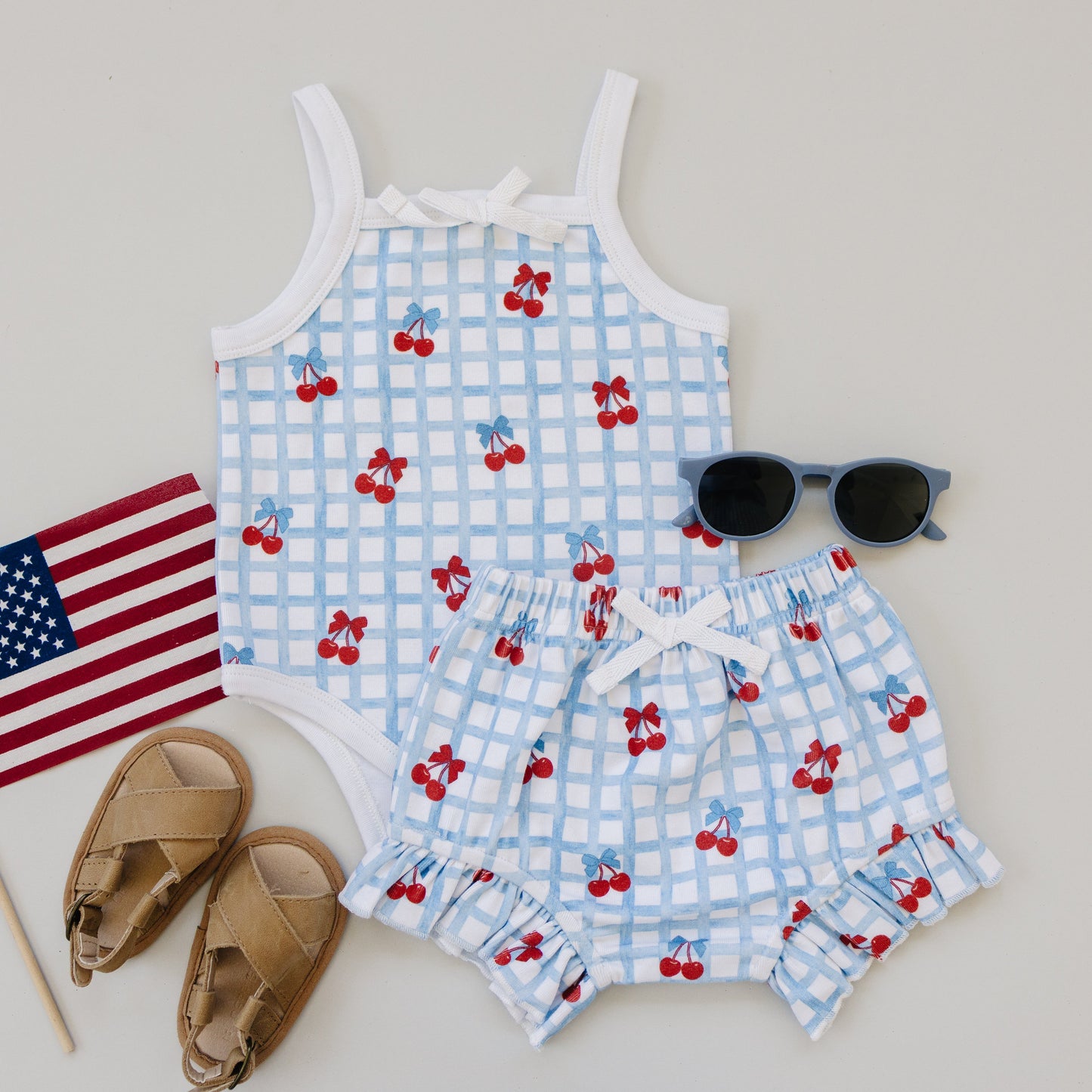 shorts set // gingham cherry