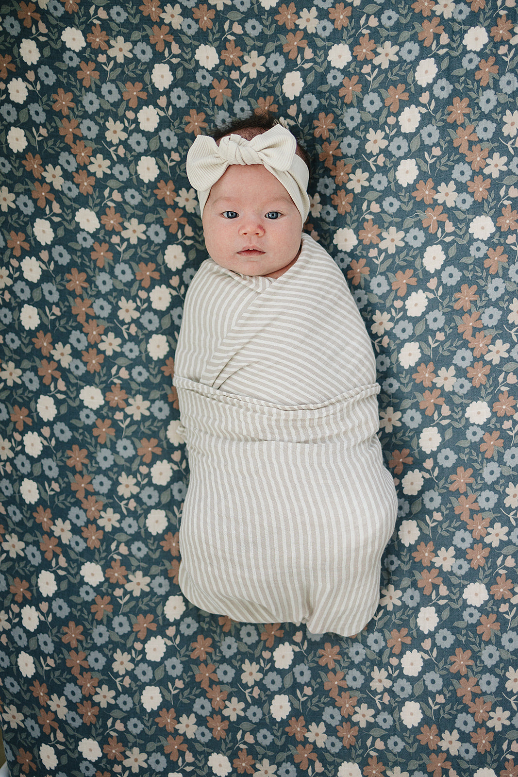 muslin swaddle blanket // taupe stripe