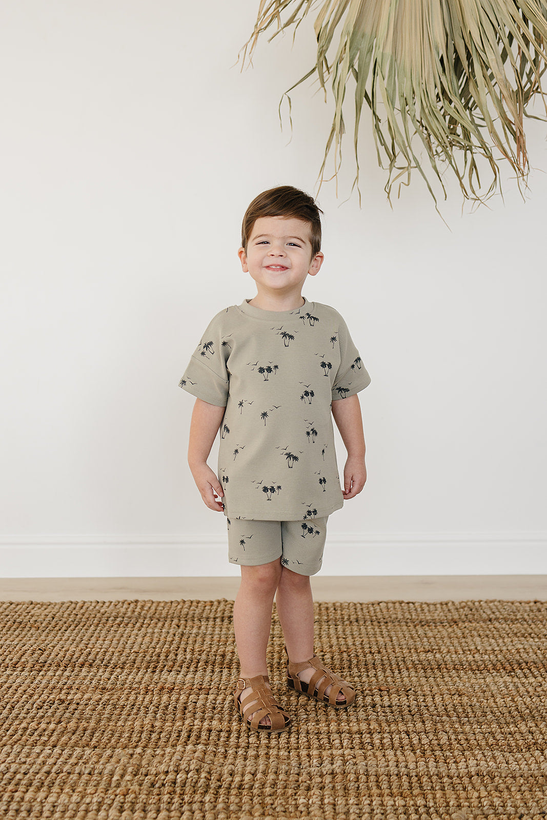 button short set // palm tree