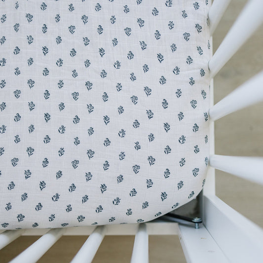 muslin crib sheet // cream berry