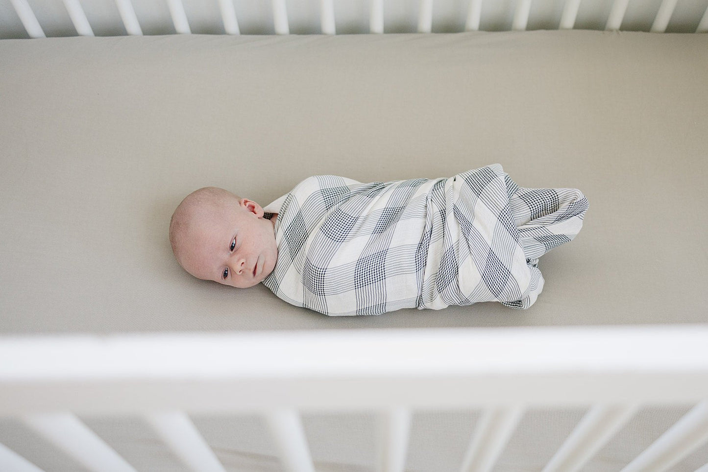 muslin swaddle blanket // coastal plaid