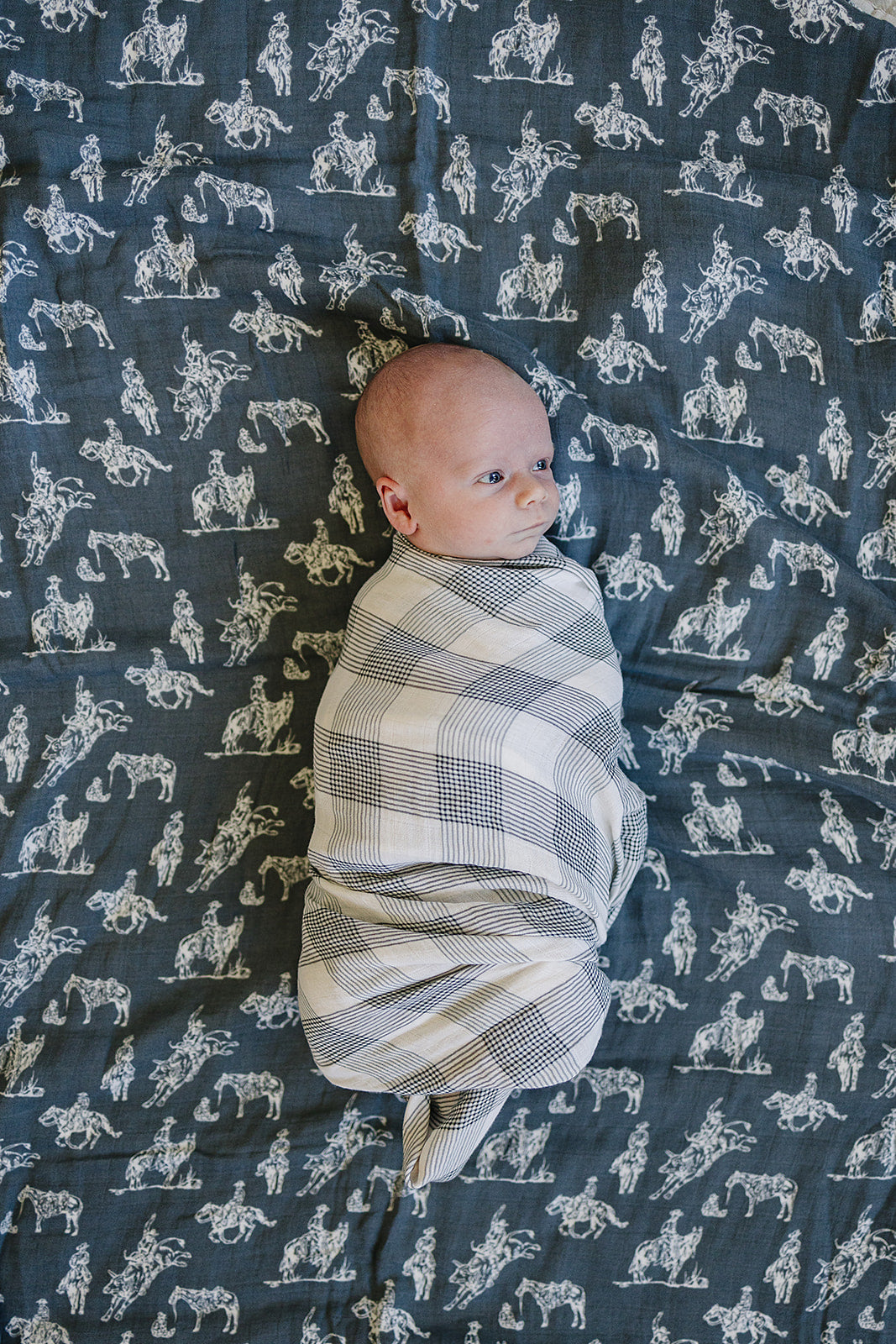 muslin swaddle blanket // coastal plaid