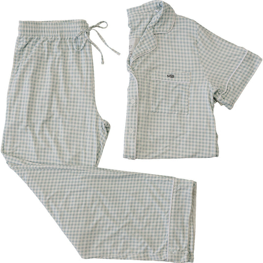 women's light blue gingham pajama set (comes in baby/child matching)