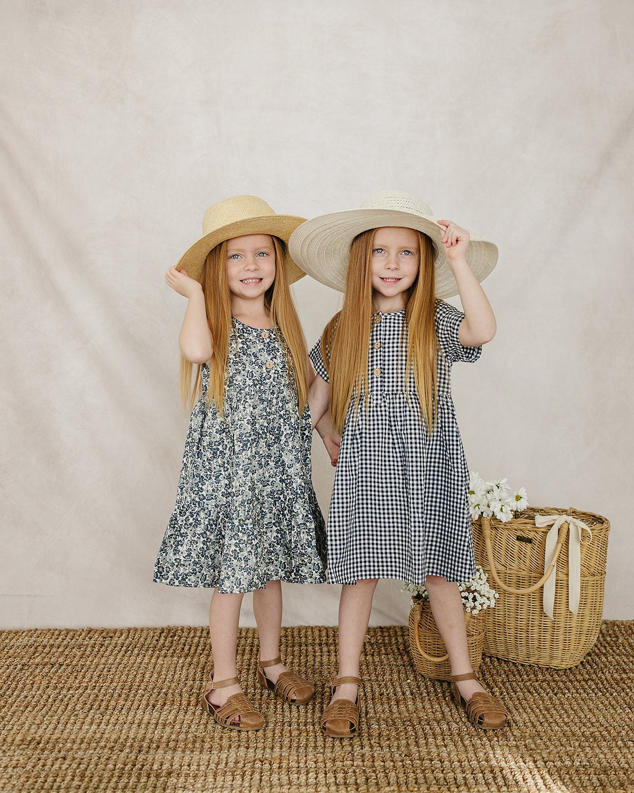 linen cotton dress // navy gingham