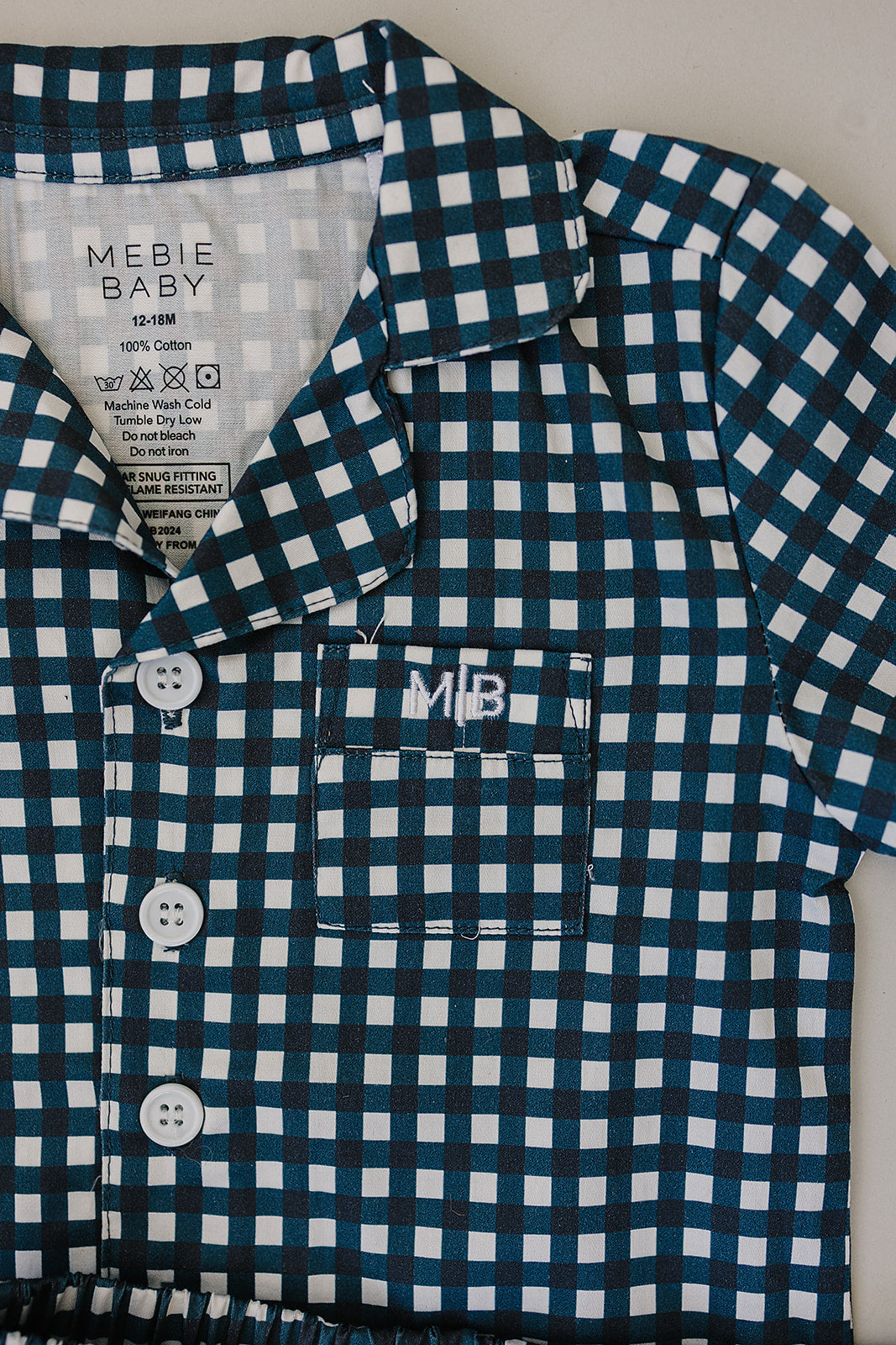 navy gingham short pajama set (comes in mama match)